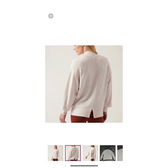 Athleta Apollo Pullover Sweatshirt Long Sleeve Medium Cream‎ Athleisure Relaxed - Picture 15 of 15